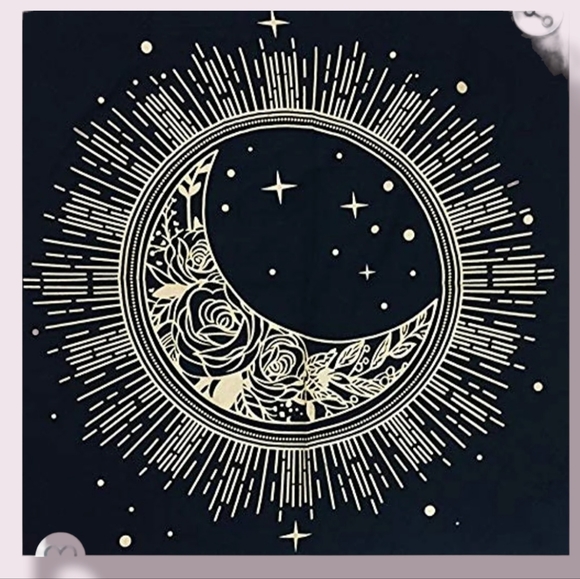 Sun,Moon,and Stars Tarot ClothW/ Hunnee Tarot Deck and Zippered Canvas Case - Picture 2 of 10